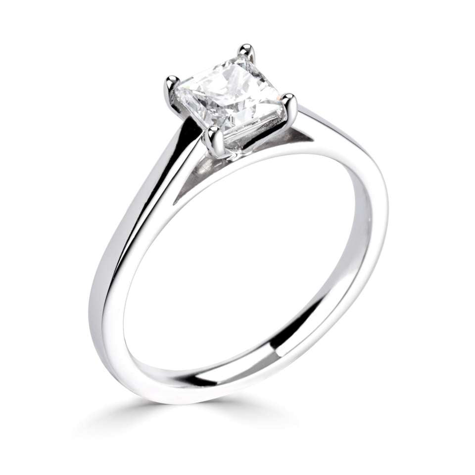 1.00ct + Princess Cut Lab Grown Diamond Solitaire Engagement Ring, D Colour / IF Clarity