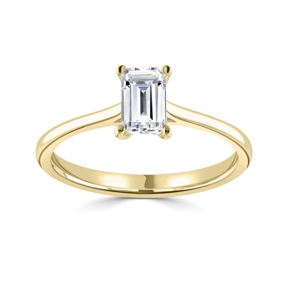 2.50ct + Emerald Cut Lab Grown Diamond Solitaire Engagement Ring, at least F colour / VVS clarity