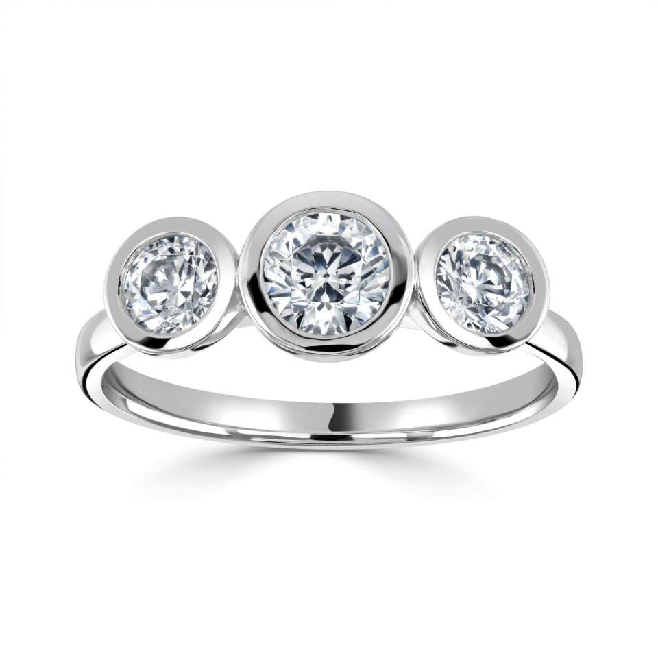 2.00ctw Round Brilliant Cut Lab Grown Diamond Three Stone Ring, D/E colour / VS clarity