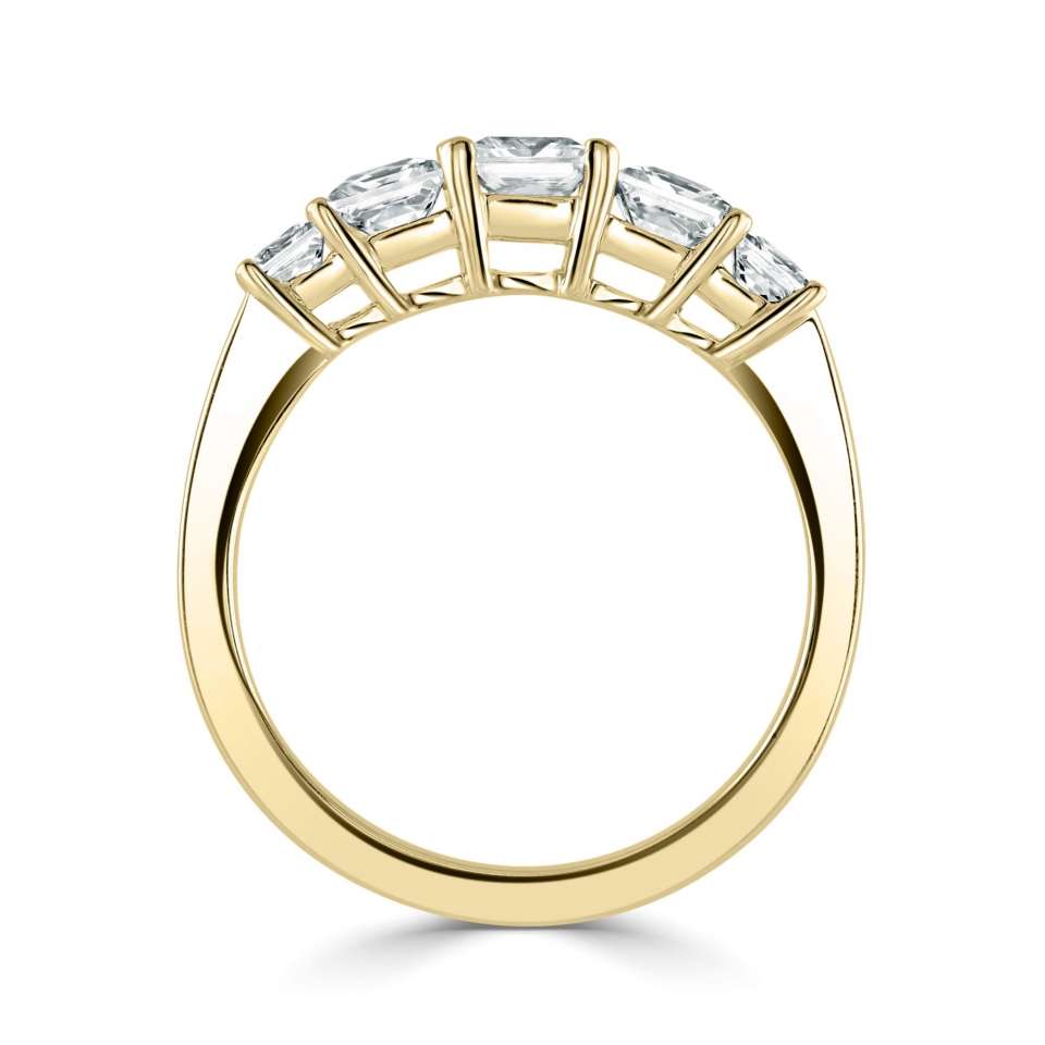 2.50ctw + Princess Cut Lab Grown Diamond Five Stone Ring, at least F colour / VVS clarity
