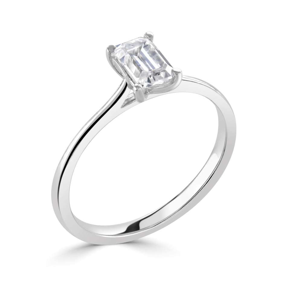 1.00ct + Emerald Cut Lab Grown Diamond Solitaire Engagement Ring, D Colour / IF clarity