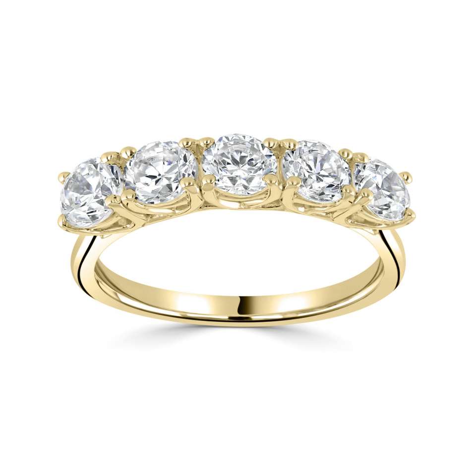 1.25ctw Round Brilliant Cut Lab Grown Diamond Five Stone Ring, D/E colour / VS clarity