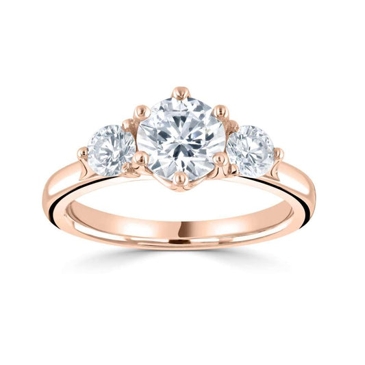 2.50ctw + Round Brilliant Cut Lab Grown Diamond Three Stone Engagement Ring, at least F colour / VVS clarity
