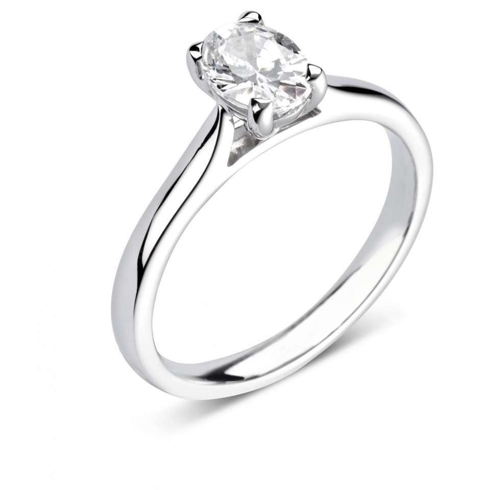 0.50ct Oval Cut Lab Grown Diamond Solitaire Engagement Ring in Sterling Silver