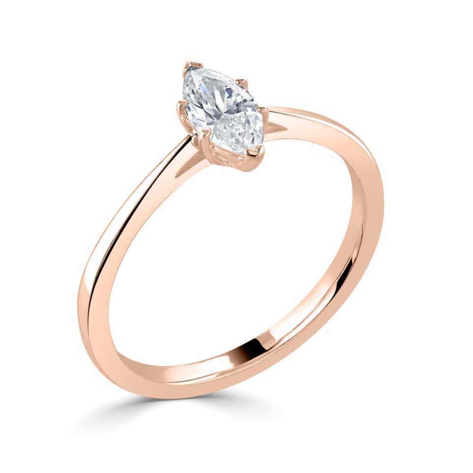 1.00ct + Marquise Cut Lab Grown Diamond Solitaire Engagement Ring, at least F colour / VVS clarity
