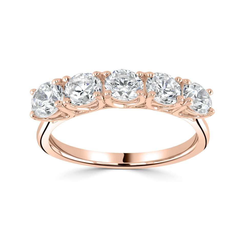 0.50ctw Round Brilliant Cut Lab Grown Diamond Five Stone Ring, D/E colour / VS clarity