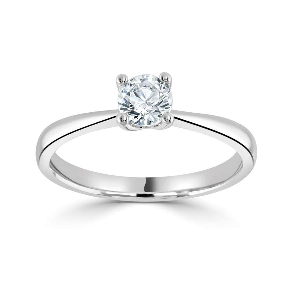 0.50ct Round Brilliant Lab Grown Diamond Solitaire Engagement Ring in Sterling Silver