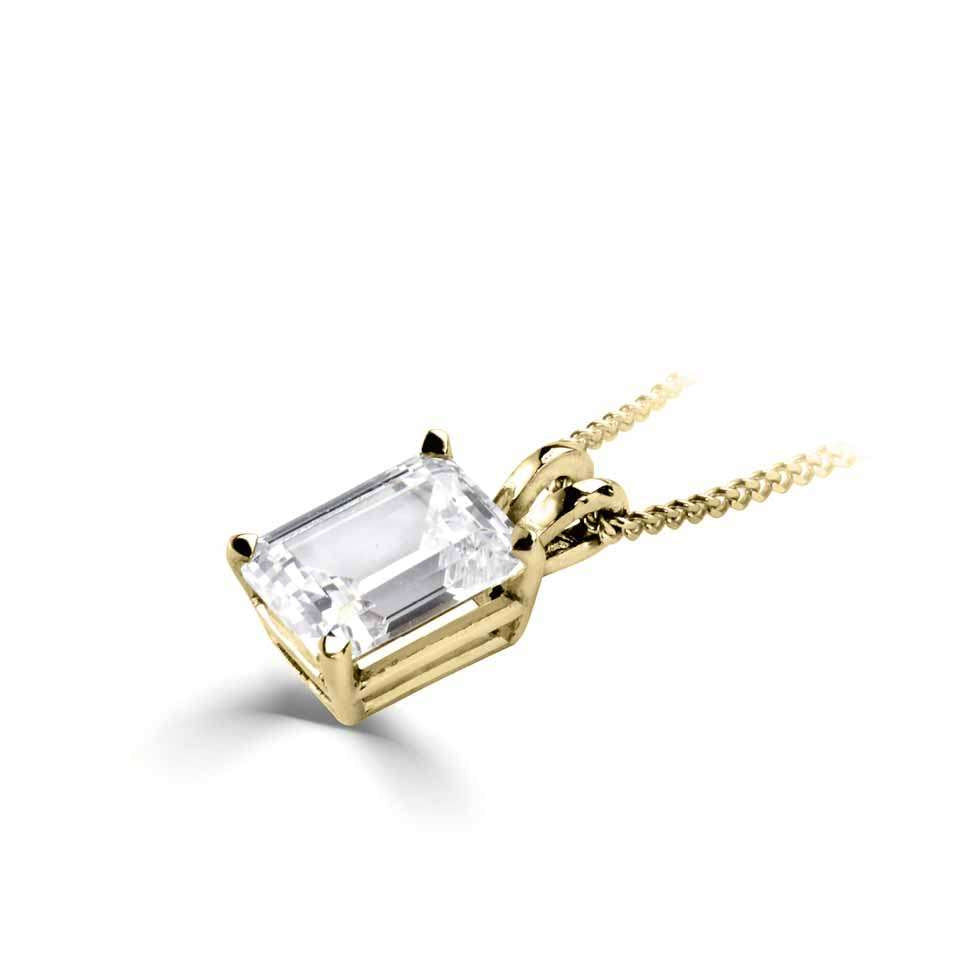 2.50ct + Emerald Cut Lab Grown Diamond Pendant Necklace, at least F colour / VVS clarity