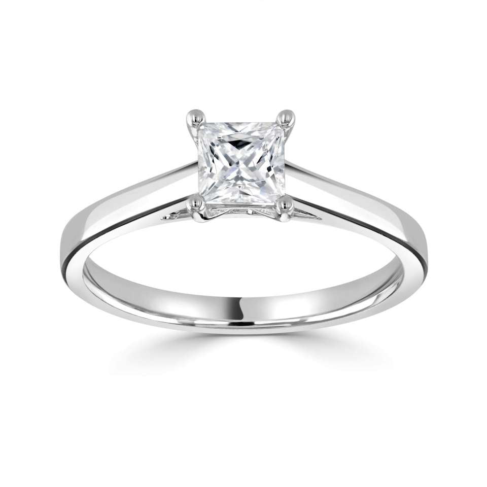 1.00ct + Princess Cut Lab Grown Diamond Solitaire Engagement Ring, at least F colour / VVS clarity