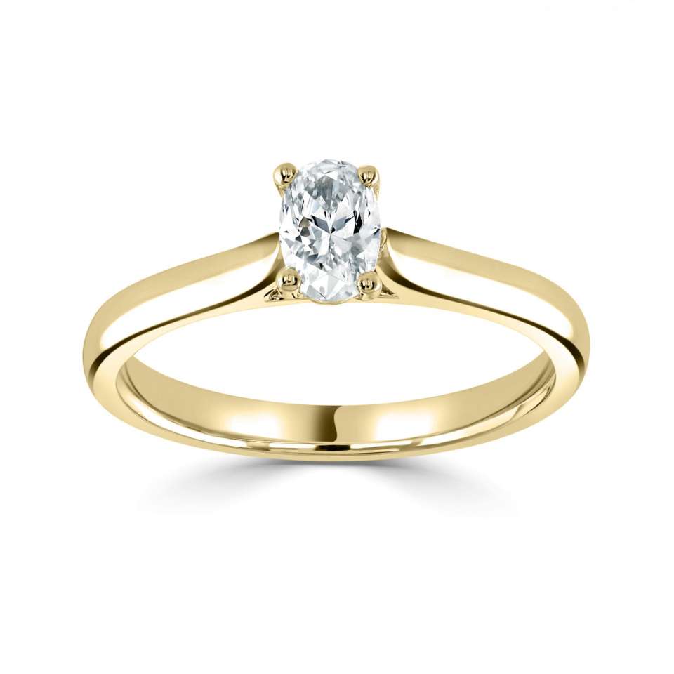 1.80ct + Oval Cut Lab Grown Diamond Solitaire Engagement Ring, at least F colour / VVS clarity