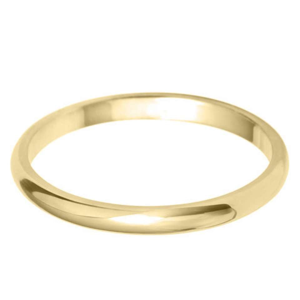 Fine D Shape Wedding Band in 18ct Gold - 2mm