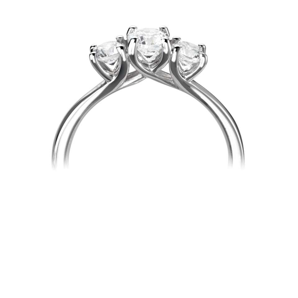 2.30ctw + Round Cut Lab Grown Diamond Three Stone Engagement Ring, at least F colour / VVS clarity