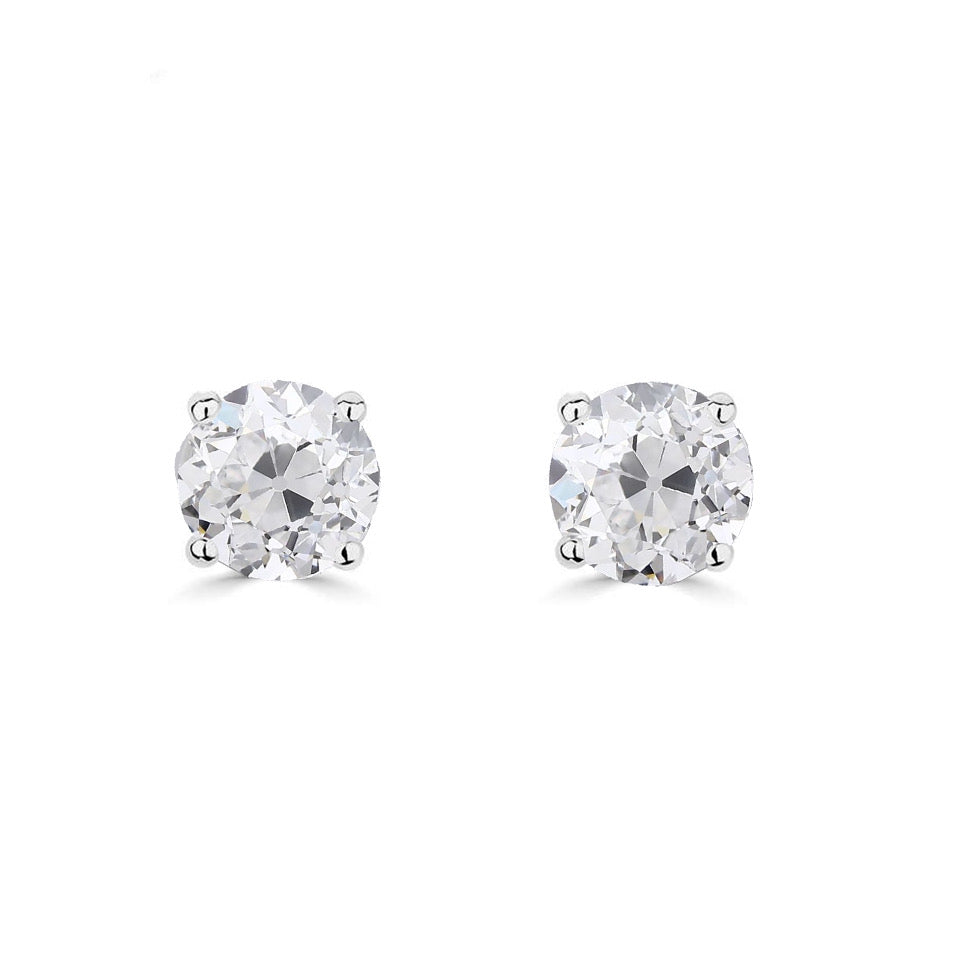 Heritage 2.00 ctw + Old Cut Lab Grown Diamond Stud Earrings, at least F colour / VS clarity