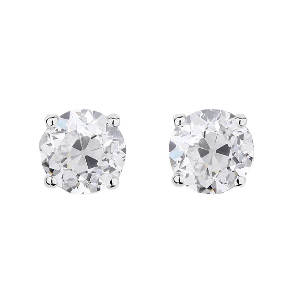 Heritage 4.00 ctw + Old Cut Lab Grown Diamond Stud Earrings, at least F colour / VS clarity